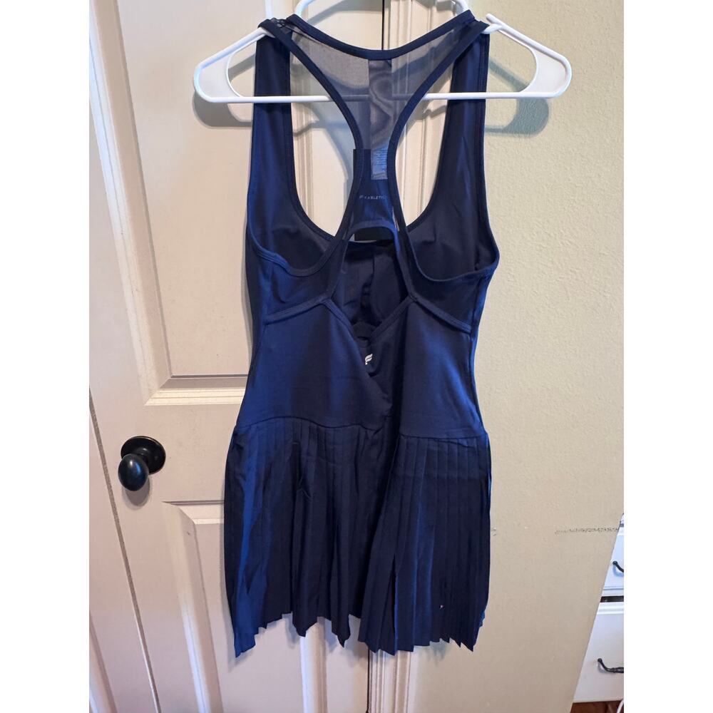Fabletics Hot Shot Pleated Dress Classic Mini Women's Navy Blue Pocket Sz L - Picture 7 of 10